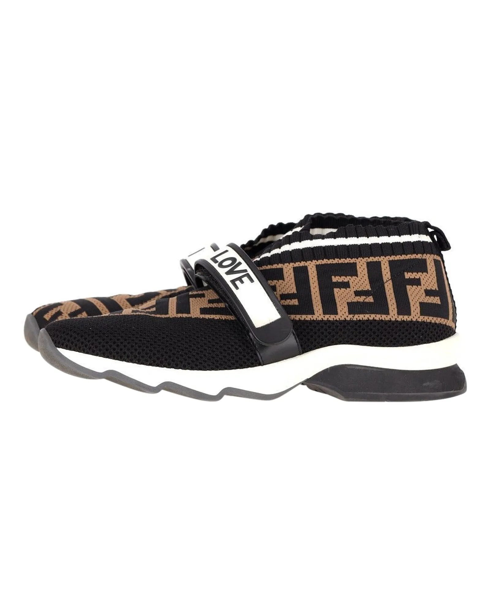 Fendi Fabric Logo Sneakers in Black and Brown Polyamide