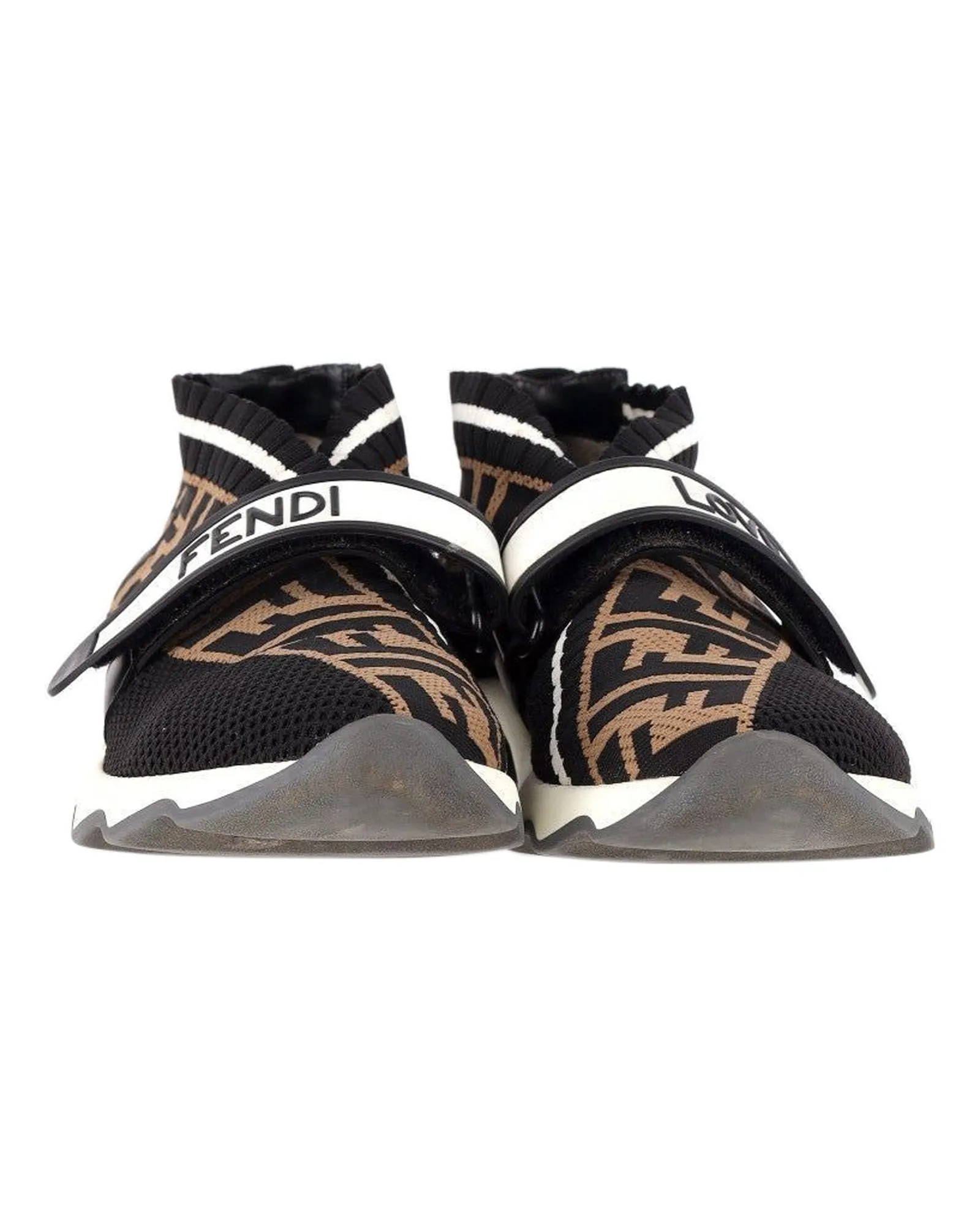 Fendi Fabric Logo Sneakers in Black and Brown Polyamide