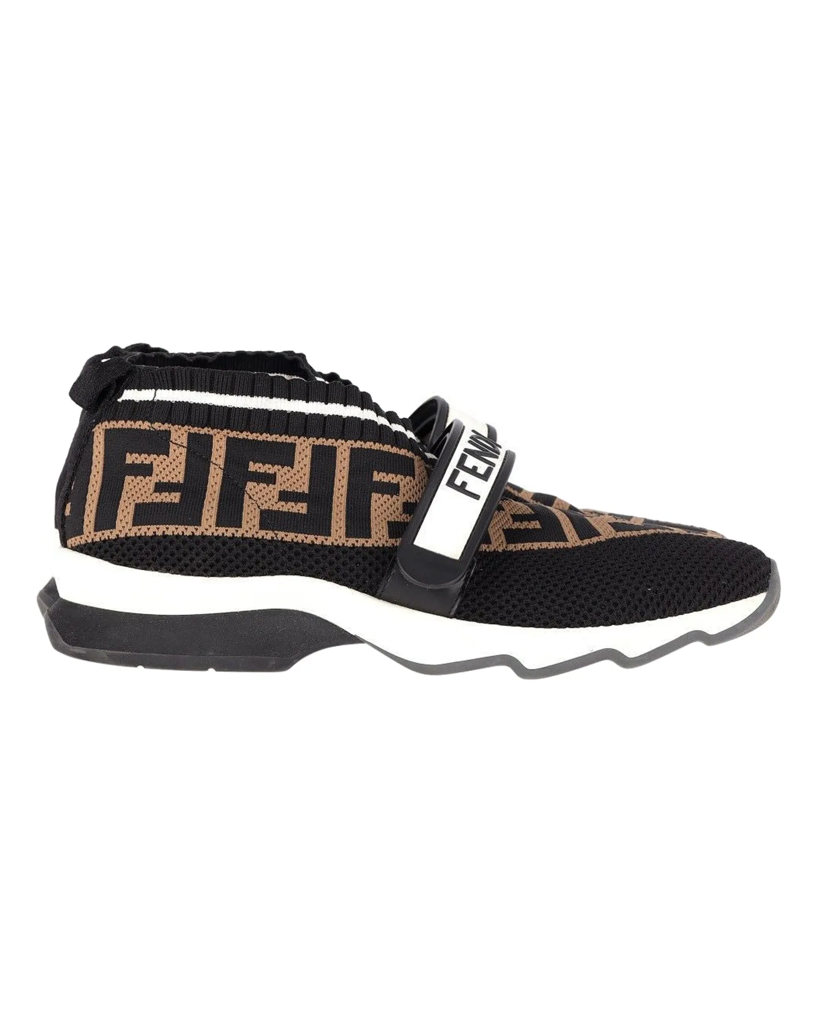 Fendi Fabric Logo Sneakers in Black and Brown Polyamide