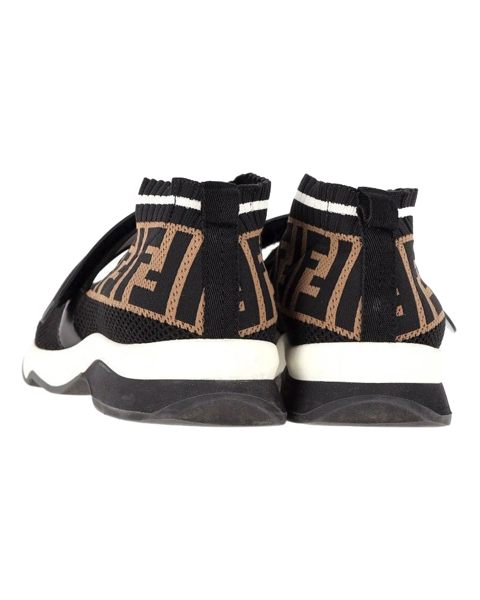 Fendi Fabric Logo Sneakers in Black and Brown Polyamide