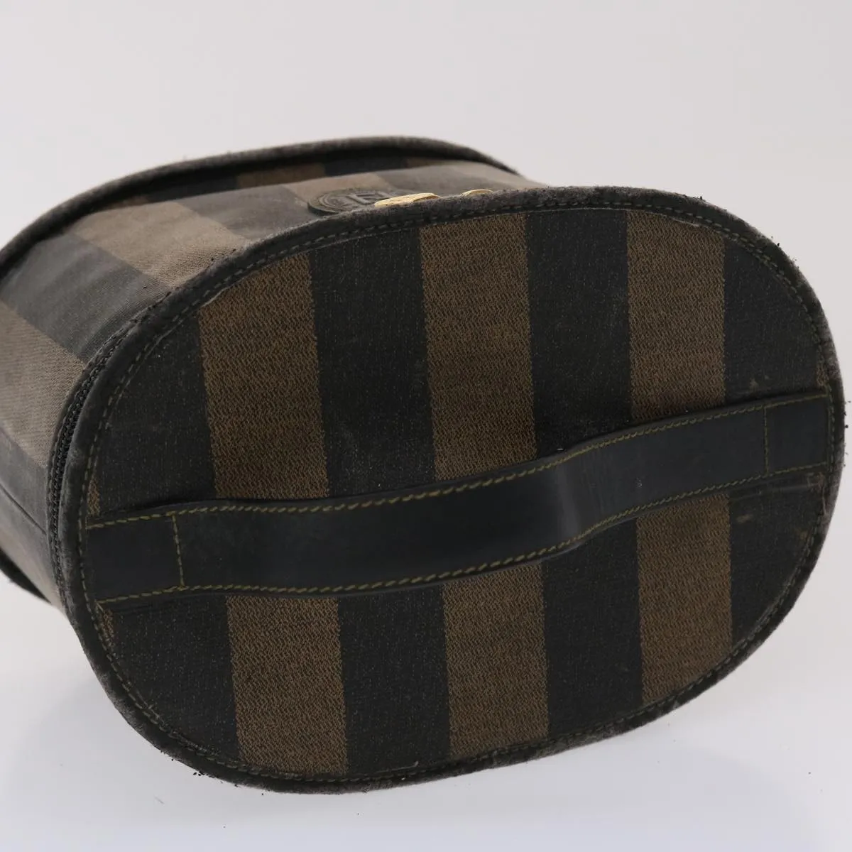 FENDI Pecan Canvas Vanity Cosmetic Pouch Black Brown Auth bs6461