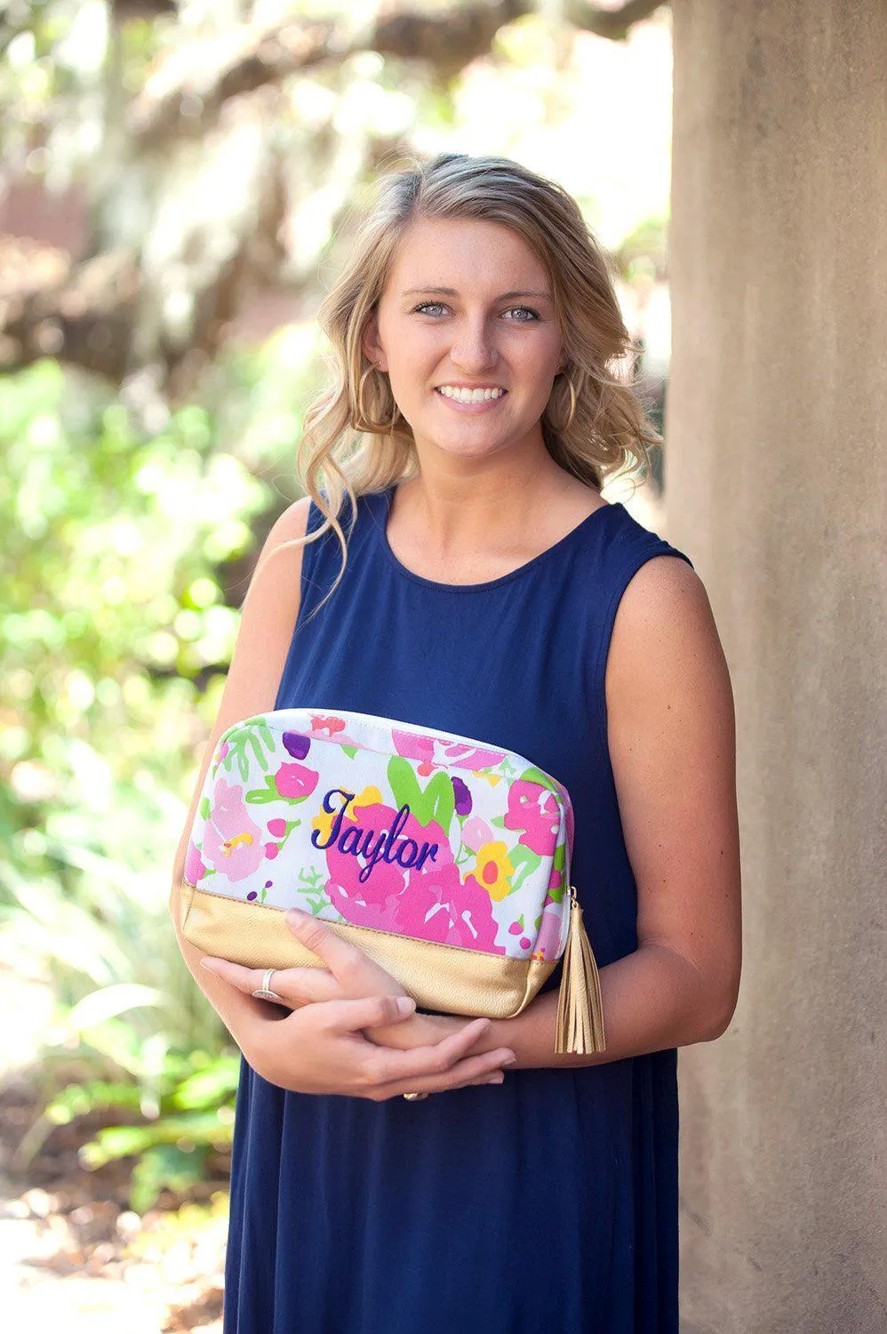 Floral Cabana Cosmetic Bag - Personalized