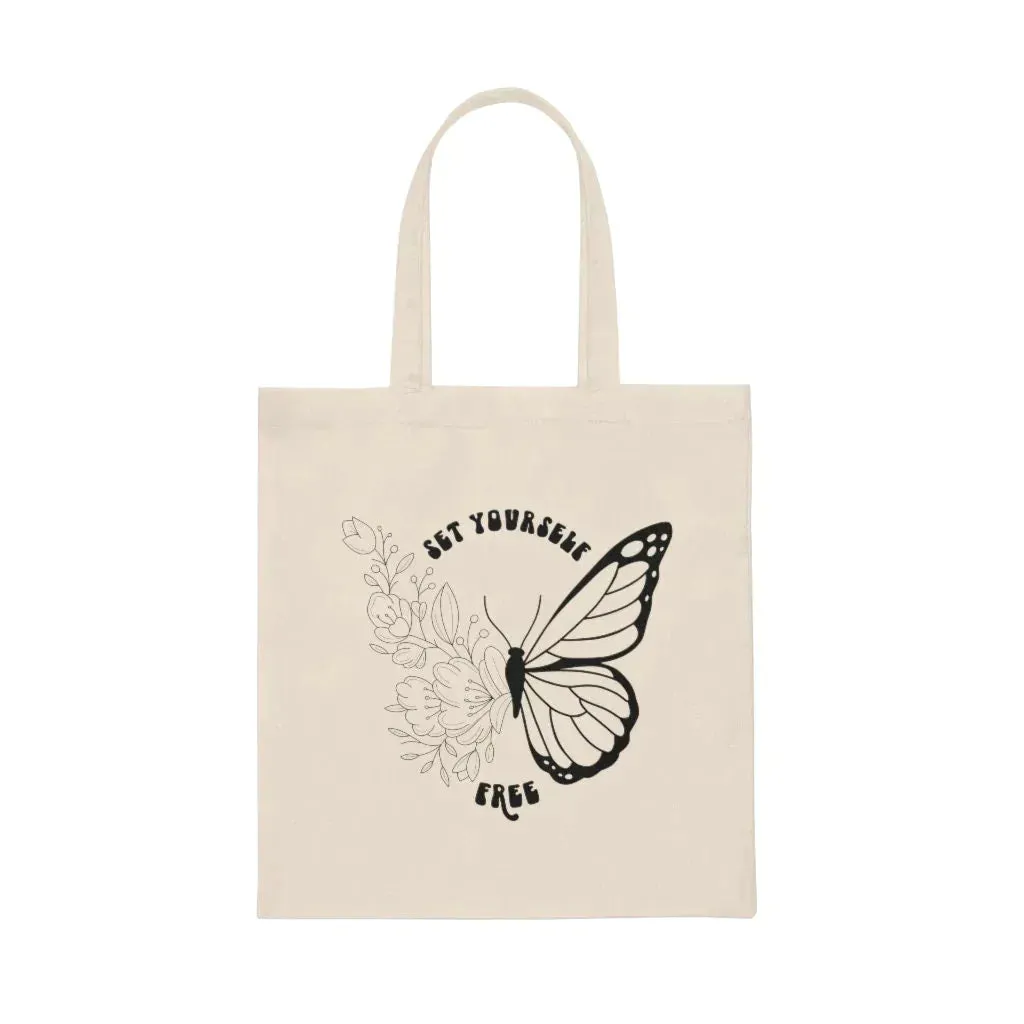 Floral Tote Bag Aesthetic, Butterfly Reusable Grocery Bag, Large Book Tote Bag, Cute Retro Nature Tote Bag, Wildflower Canvas Bag, Sunflower