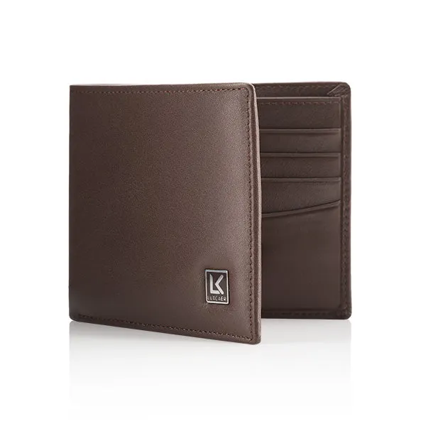 Full grain leather wallet in brown - 8 card slot