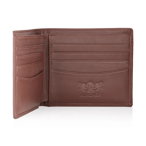 Full grain leather wallet in brown - 8 card slot