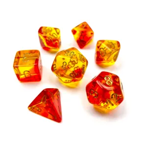 Gemini Polyhedral Translucent Red-Yellow/gold 7-Die Set