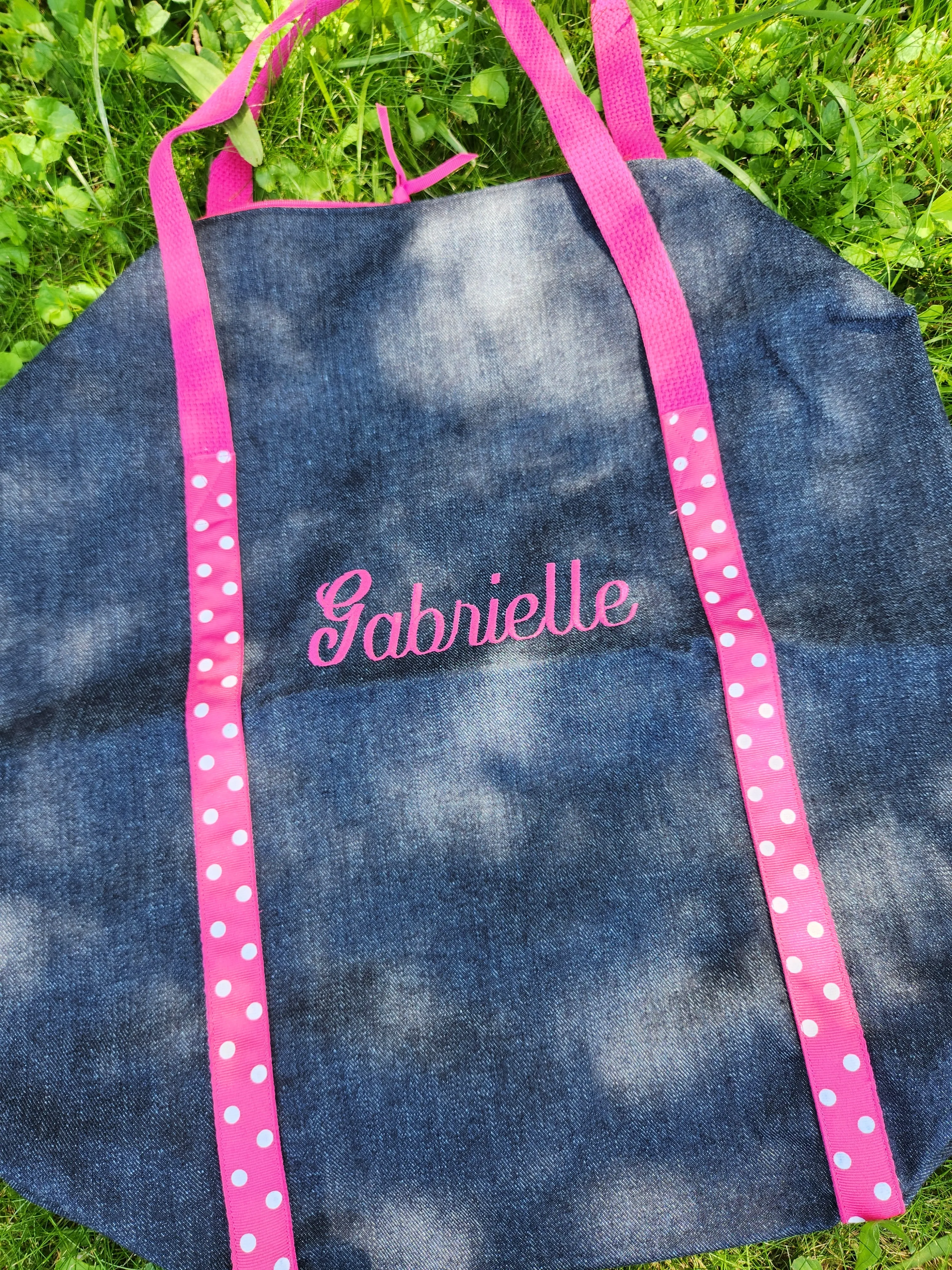 Girls Denim and Hot Pink Polka Dots Duffle