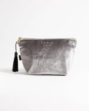 Grey Velveteen Fox Large Makeup Bag