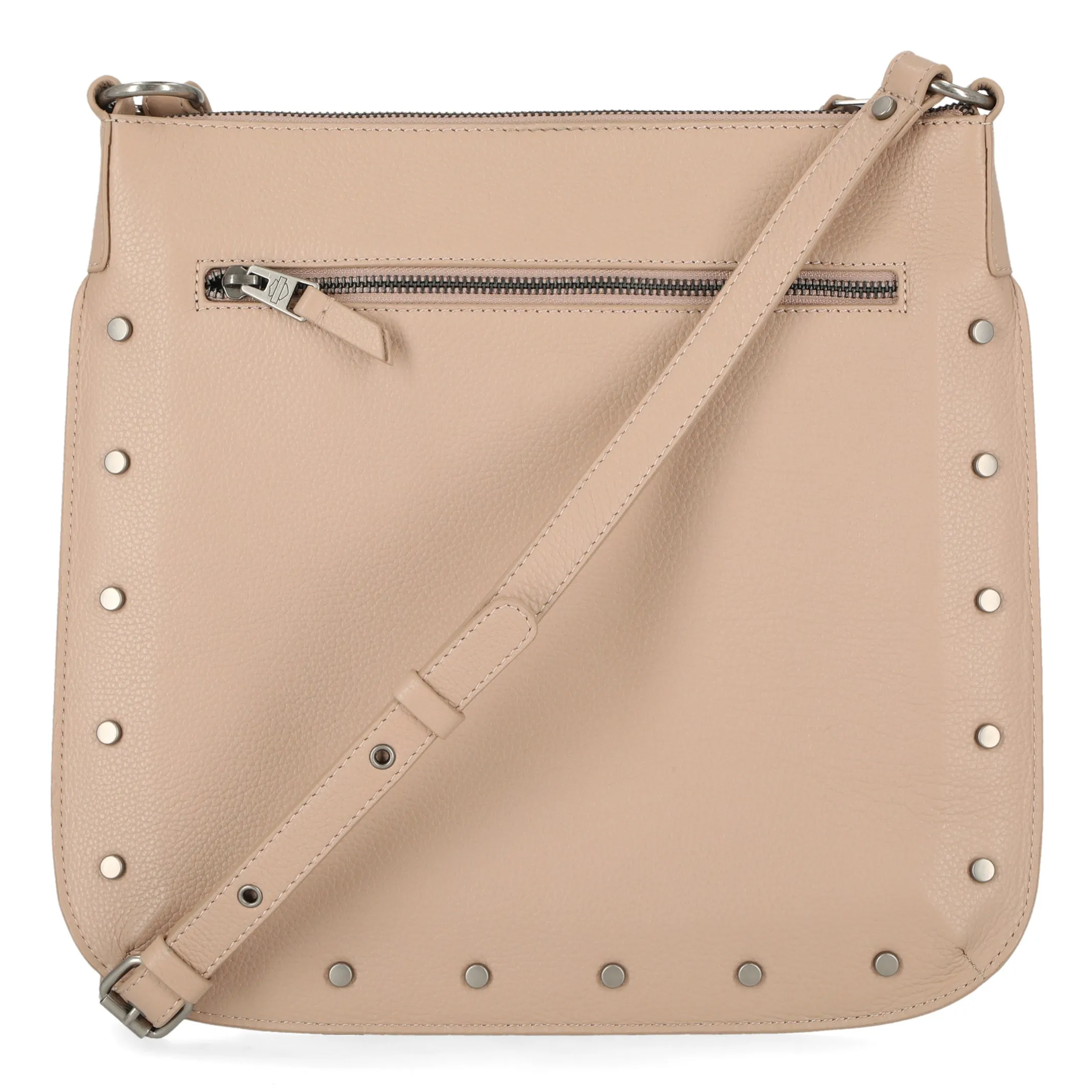 Harley-Davidson Women's Flat Studded Bar & Shield Crossbody Bag, Tan MHW044