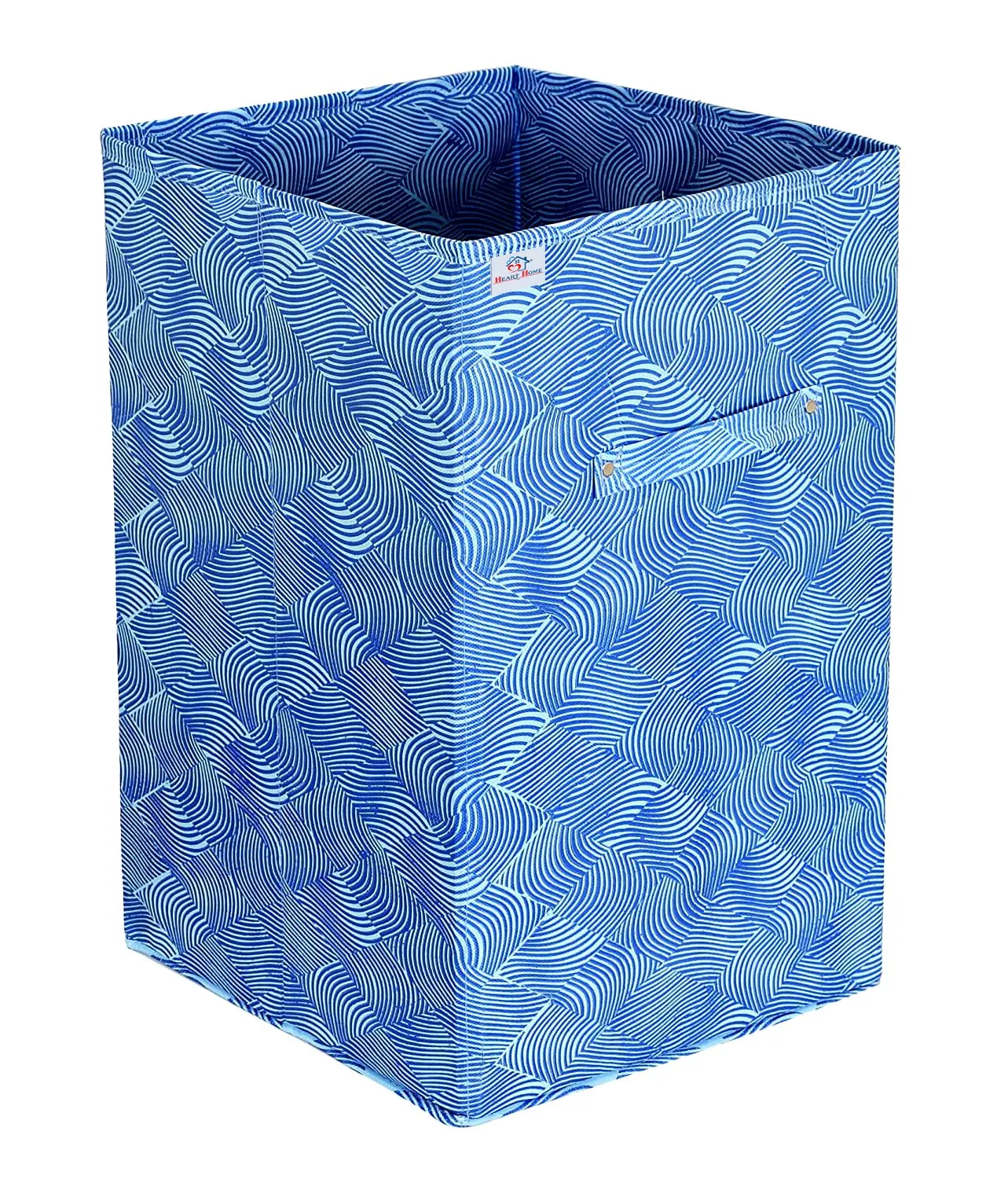 Heart Home Lehariya Printed Non-Woven Foldable Large Laundry basket/Hamper With Handles (Blue)-HS43HEARTH25864