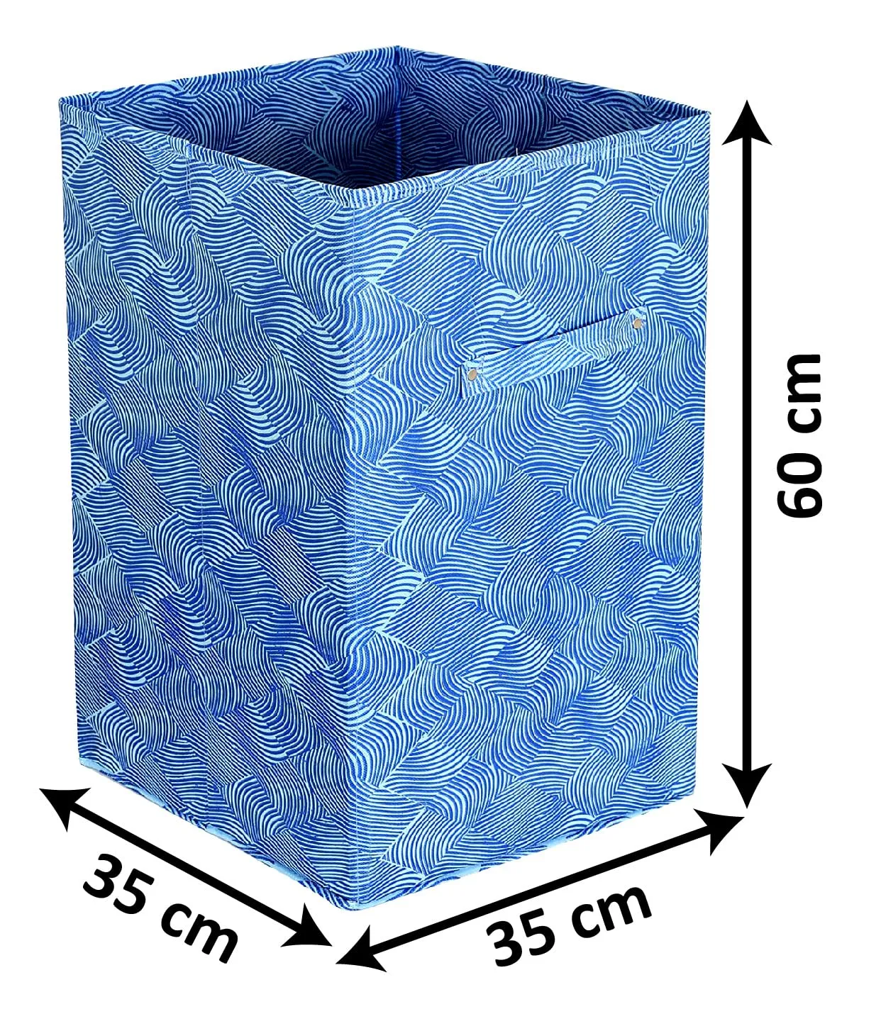 Heart Home Lehariya Printed Non-Woven Foldable Large Laundry basket/Hamper With Handles (Blue)-HS43HEARTH25864