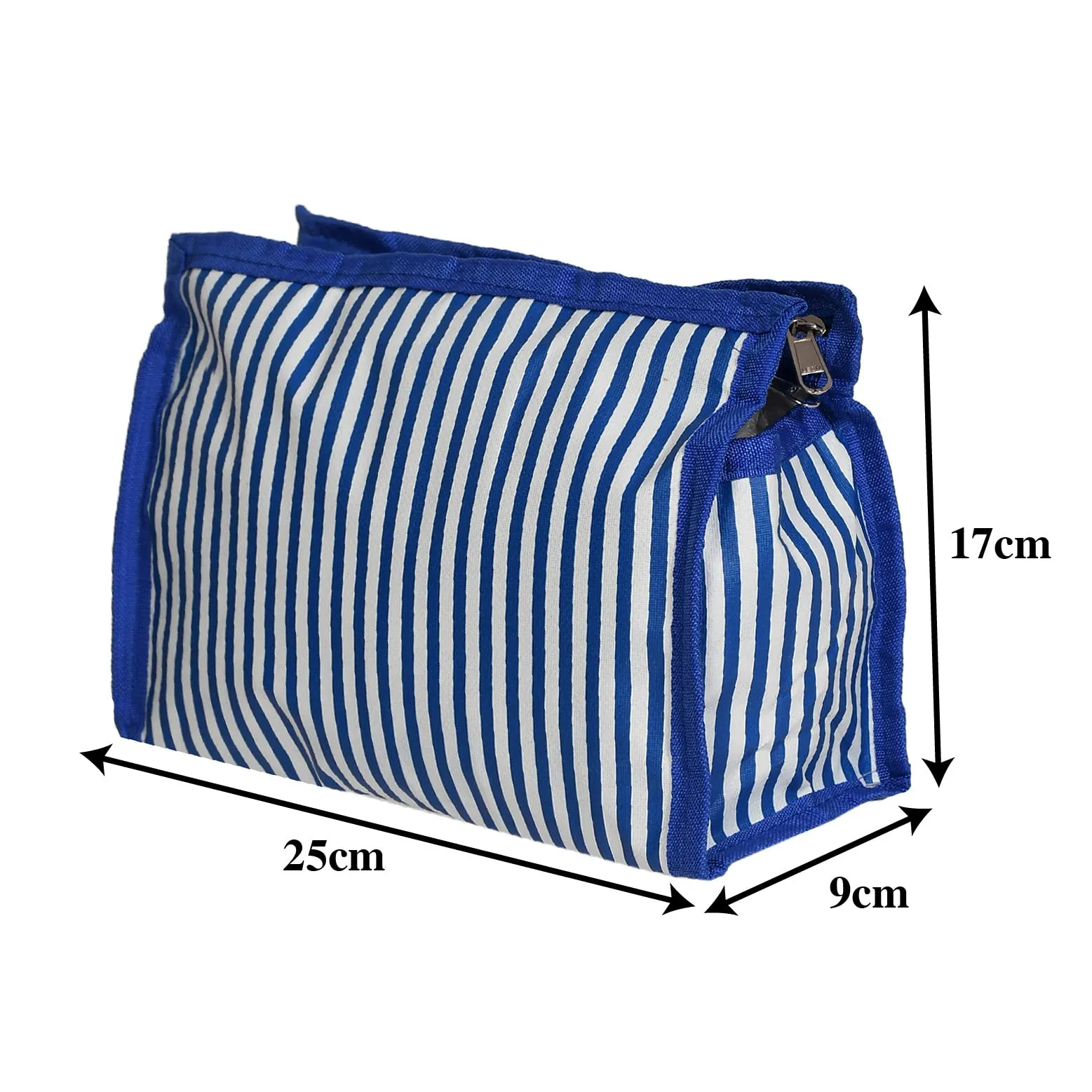 Heart Home Lining Print PVC Toiletry Bag for Home & Travelling with 3 Main Zipper Pack of 2 (Blue) 54HH4351.