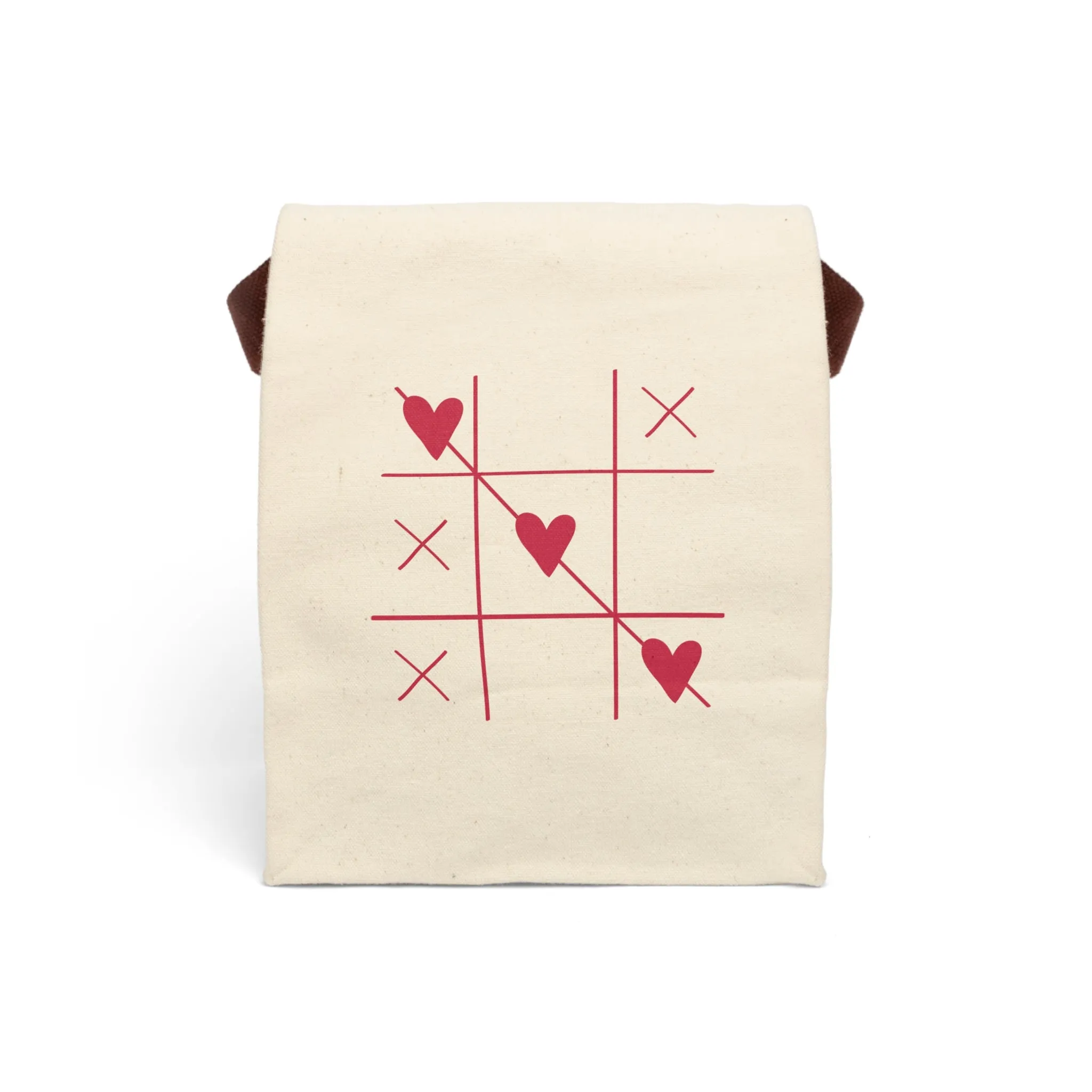 Heart Tic-Tac-Toe Canvas Lunch Bag With Strap