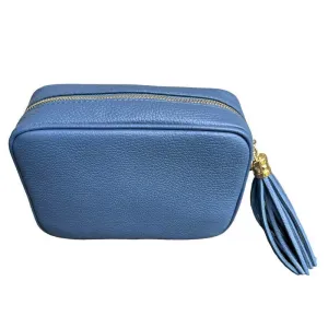 Italian Leather Big Box Bag in Denim