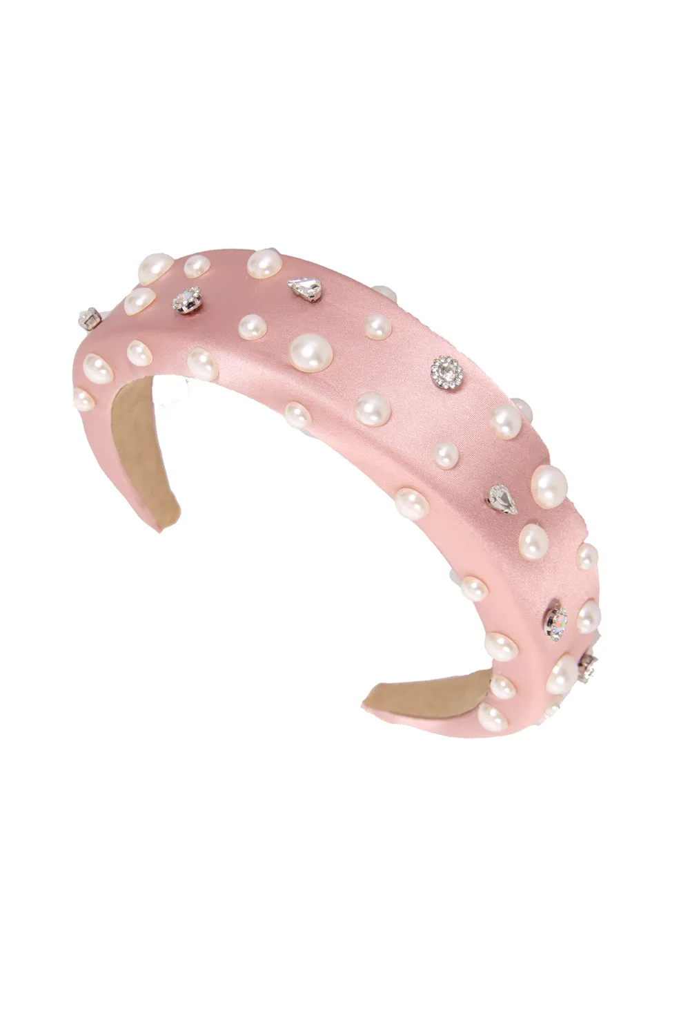 Jewels And Pearls Thick Padded Satin HAIRBAND Headbands