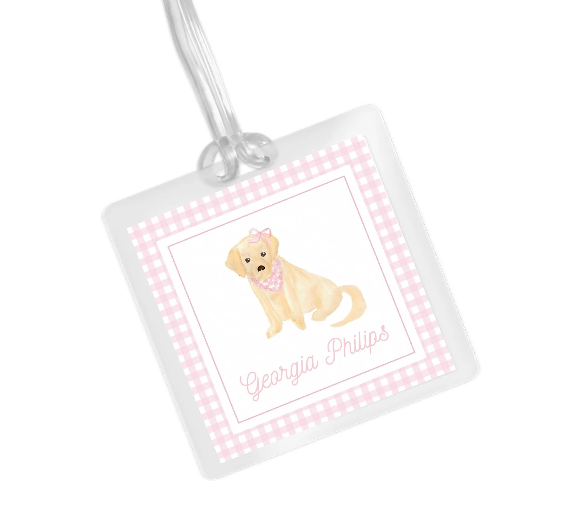 Laminated Bag Tag - Pink Retriever