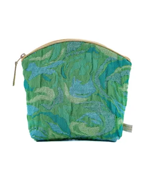 Limited Edition Lavender Make Up Bag - Textured Jade Silk Brocade