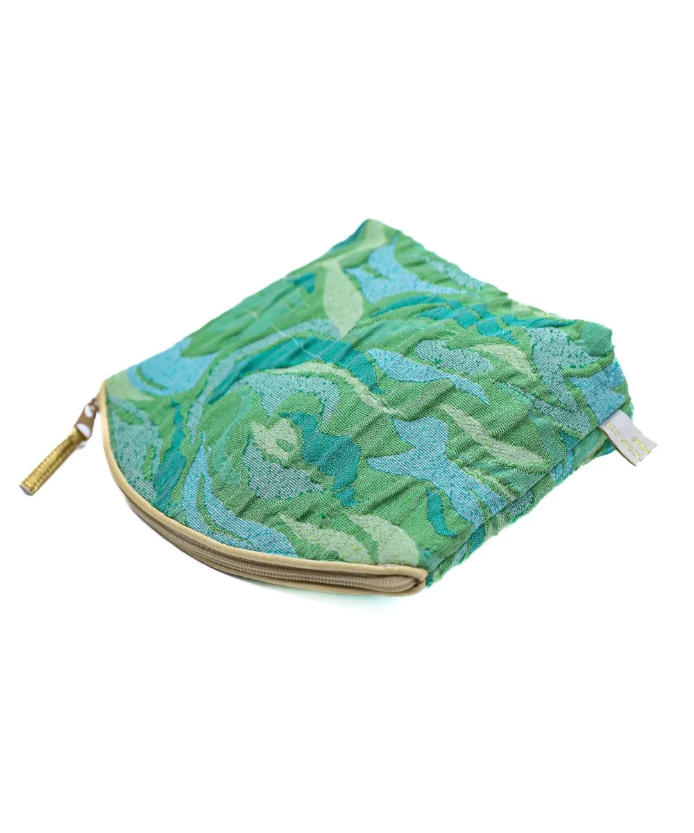 Limited Edition Lavender Make Up Bag - Textured Jade Silk Brocade