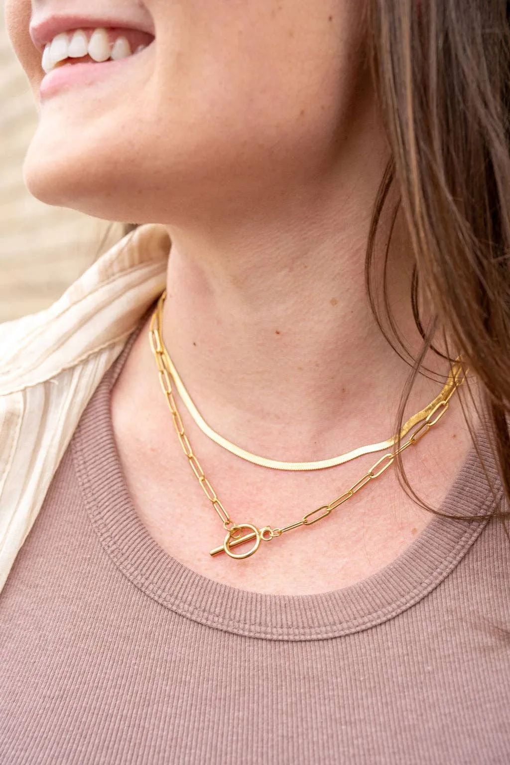 Luxe Gold Delicate Herringbone Chain - 16"