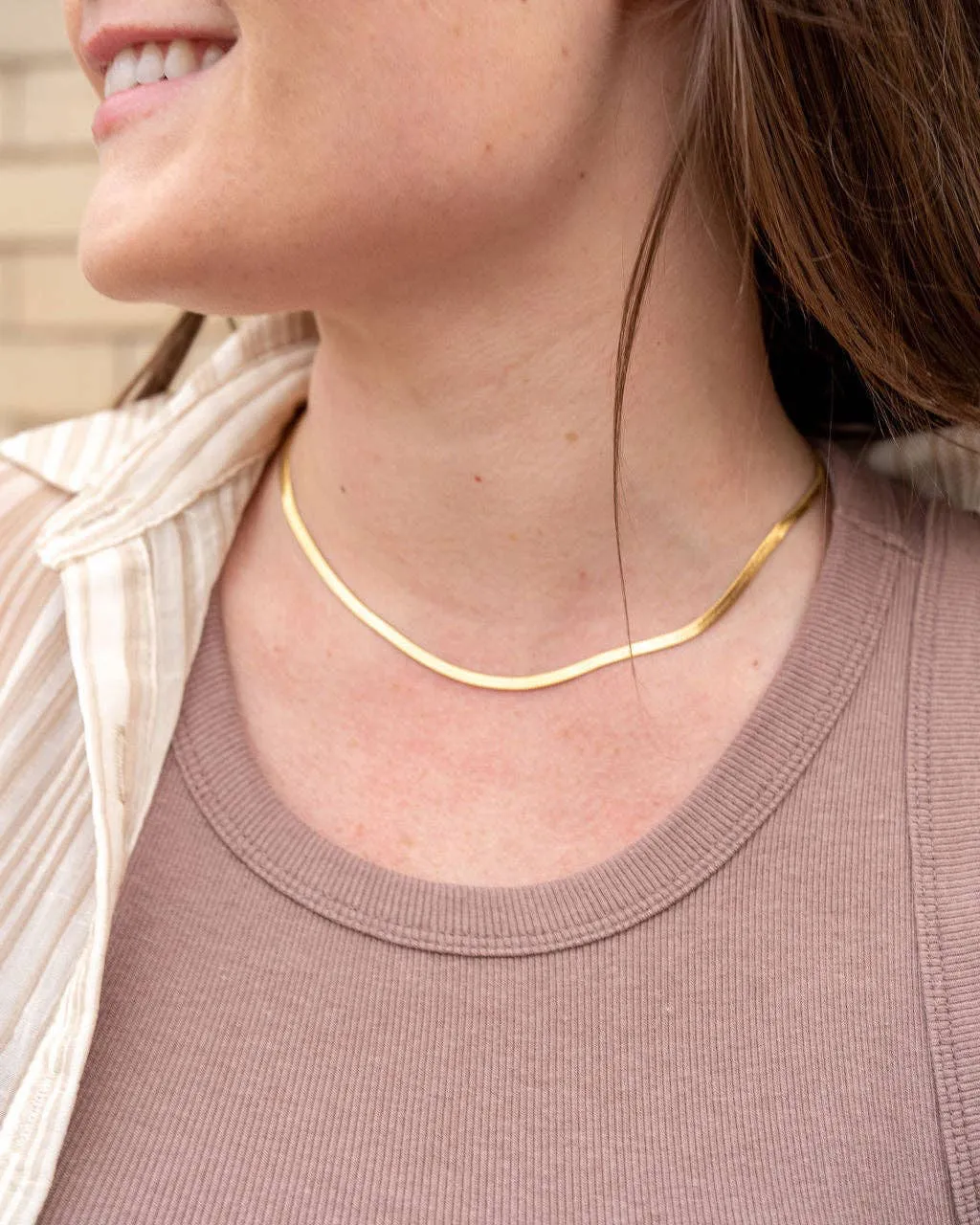 Luxe Gold Delicate Herringbone Chain - 16"