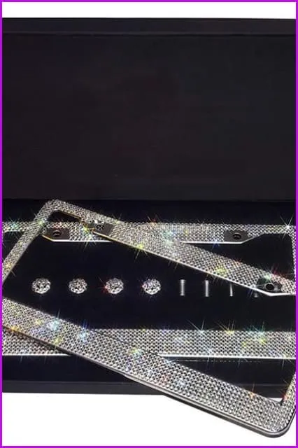 Luxury Bling Rhinestone Premium Crystal Car License Plate Frame F2321