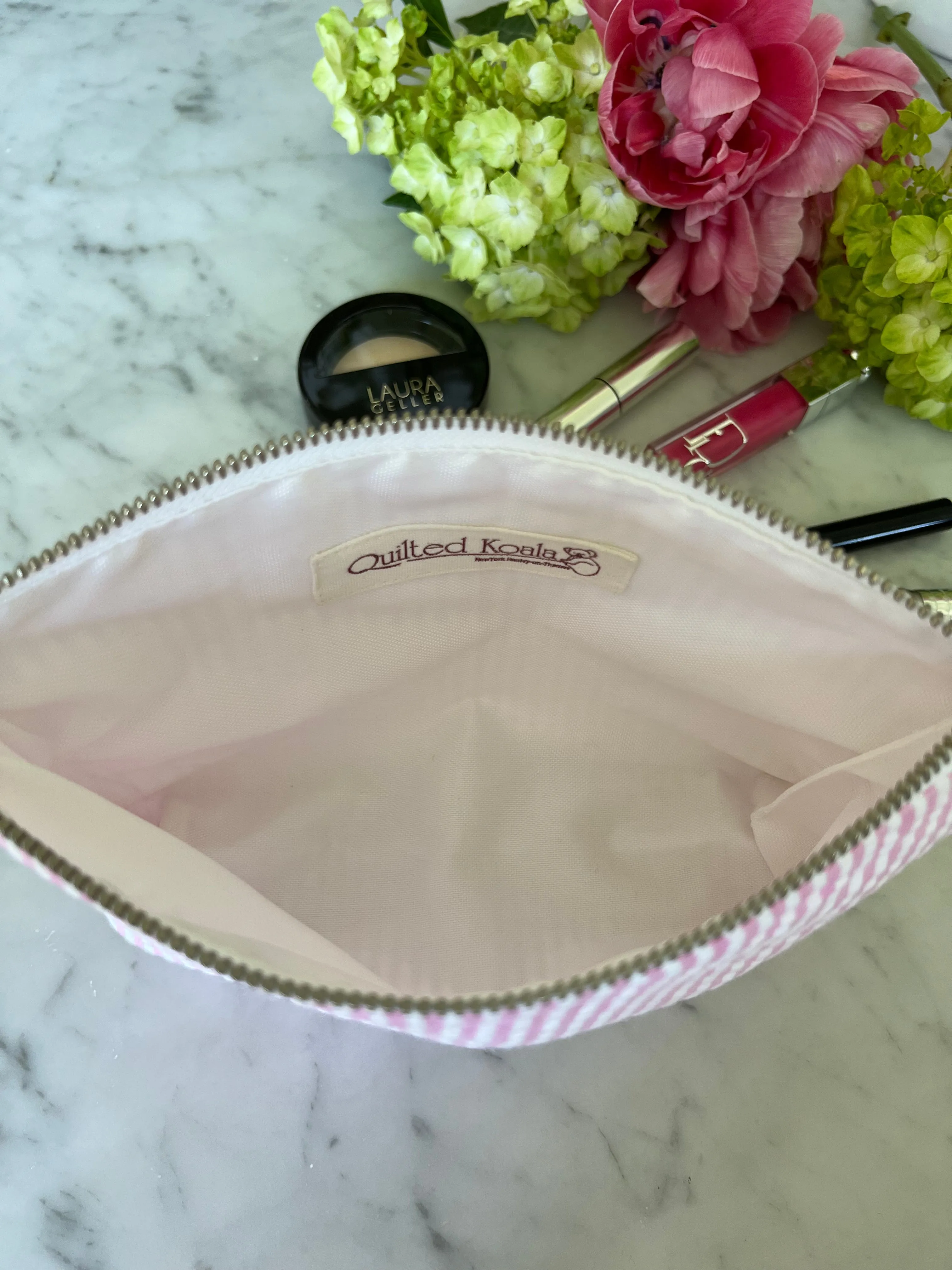 Makeup Bag: Pink Seersucker Basics