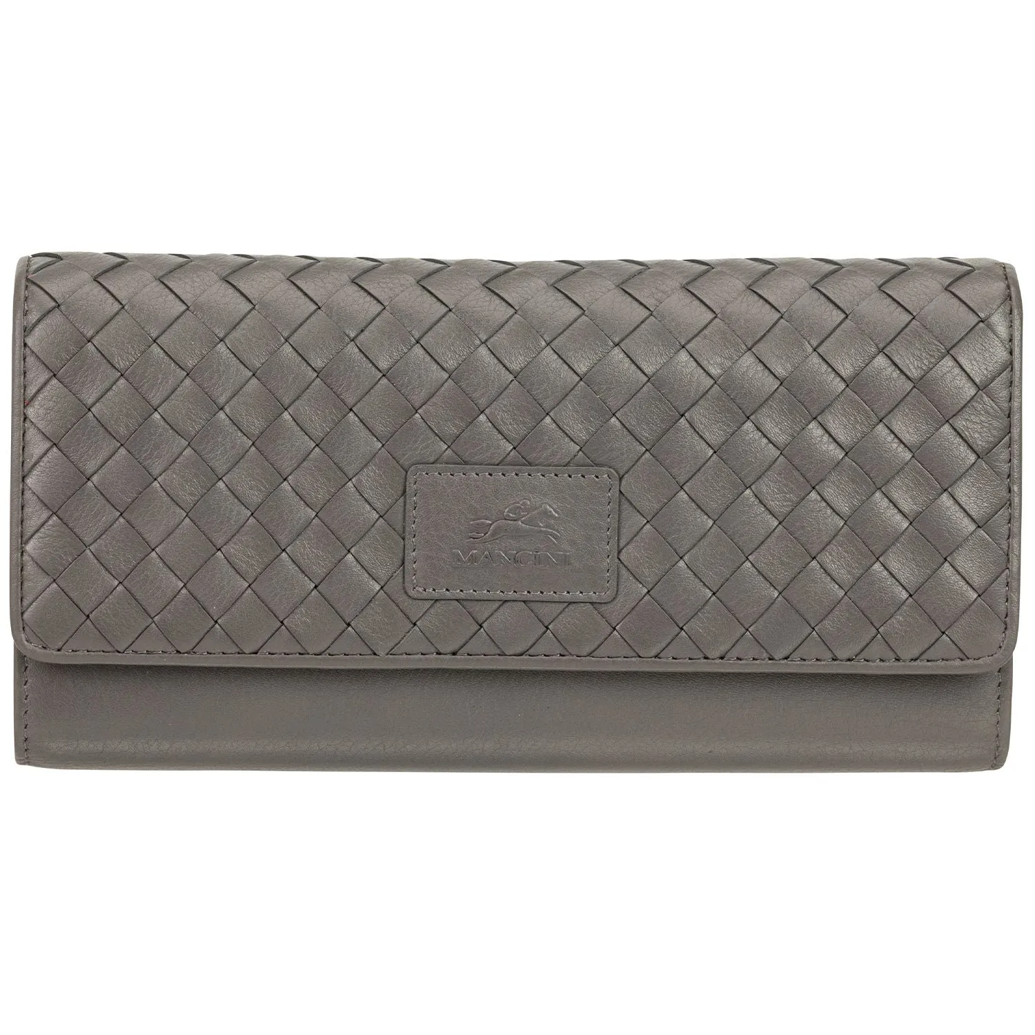 Mancini BASKET WEAVE RFID Secure Quadruple Fold Wallet