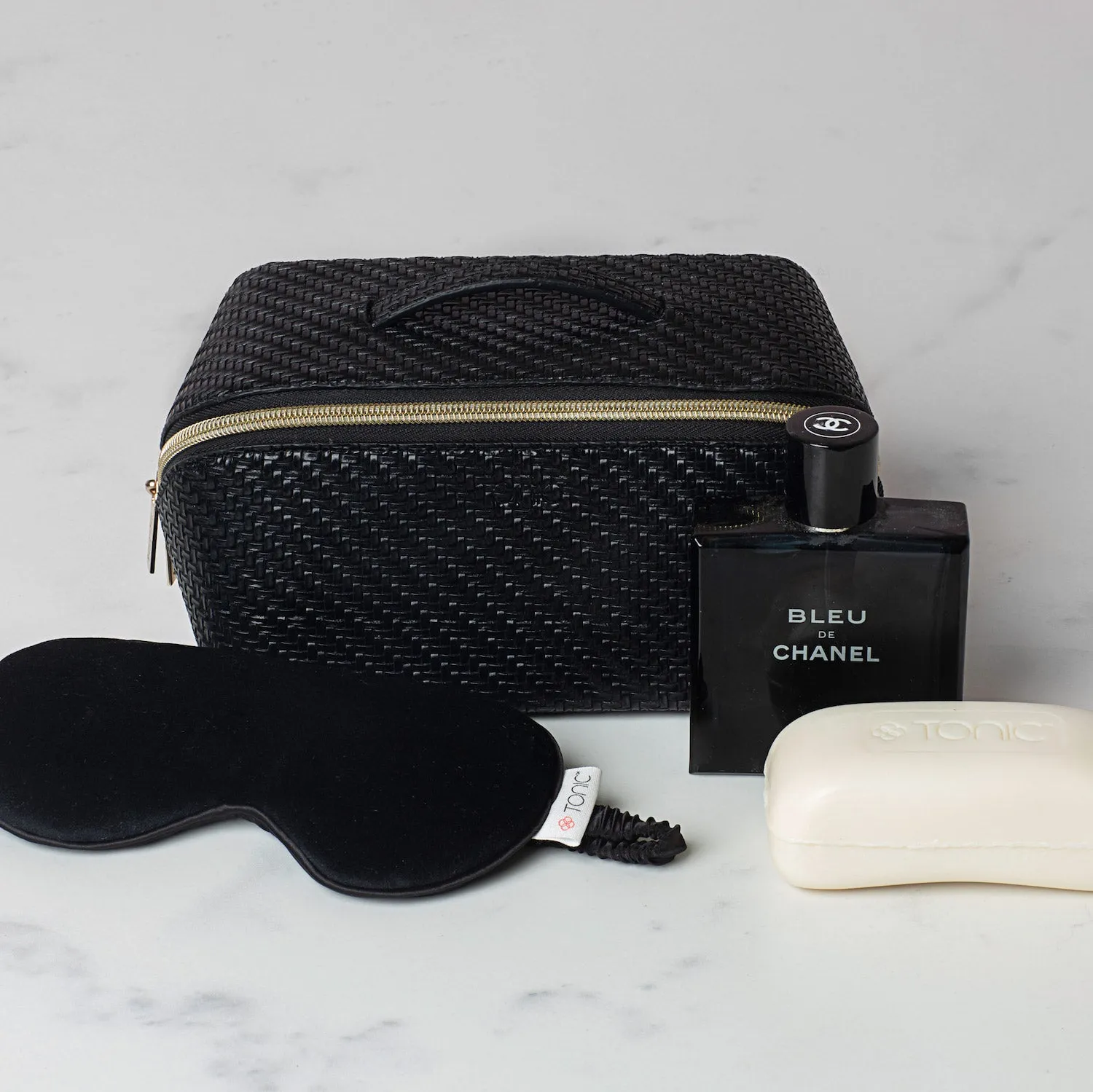 Medium Beauty Bag - Herringbone Licorice