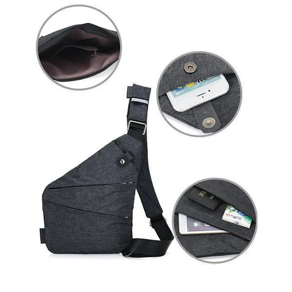 Men Hidden Crossbody Shoulder Bag Anti Theft Messenger Bag Motorcycle Chest Pack