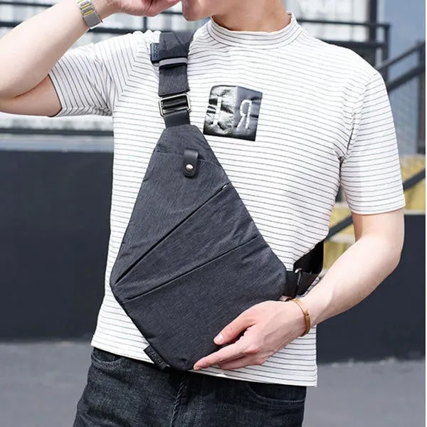 Men Hidden Crossbody Shoulder Bag Anti Theft Messenger Bag Motorcycle Chest Pack