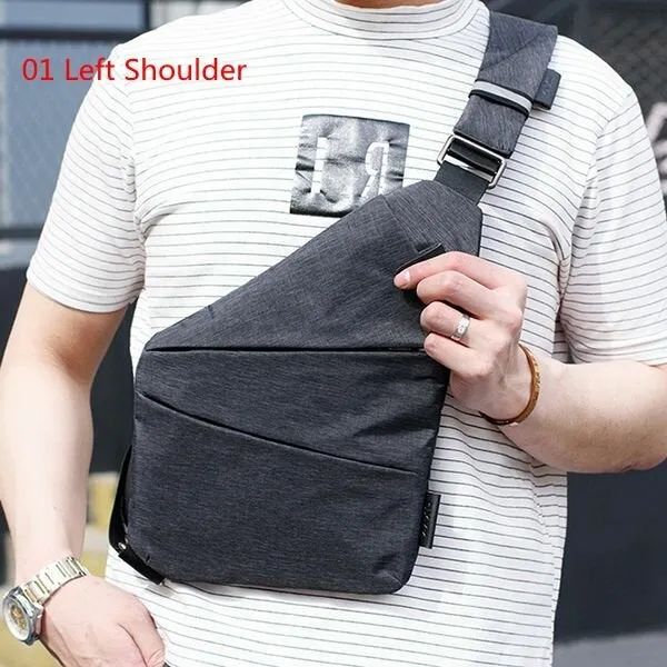 Men Hidden Crossbody Shoulder Bag Anti Theft Messenger Bag Motorcycle Chest Pack