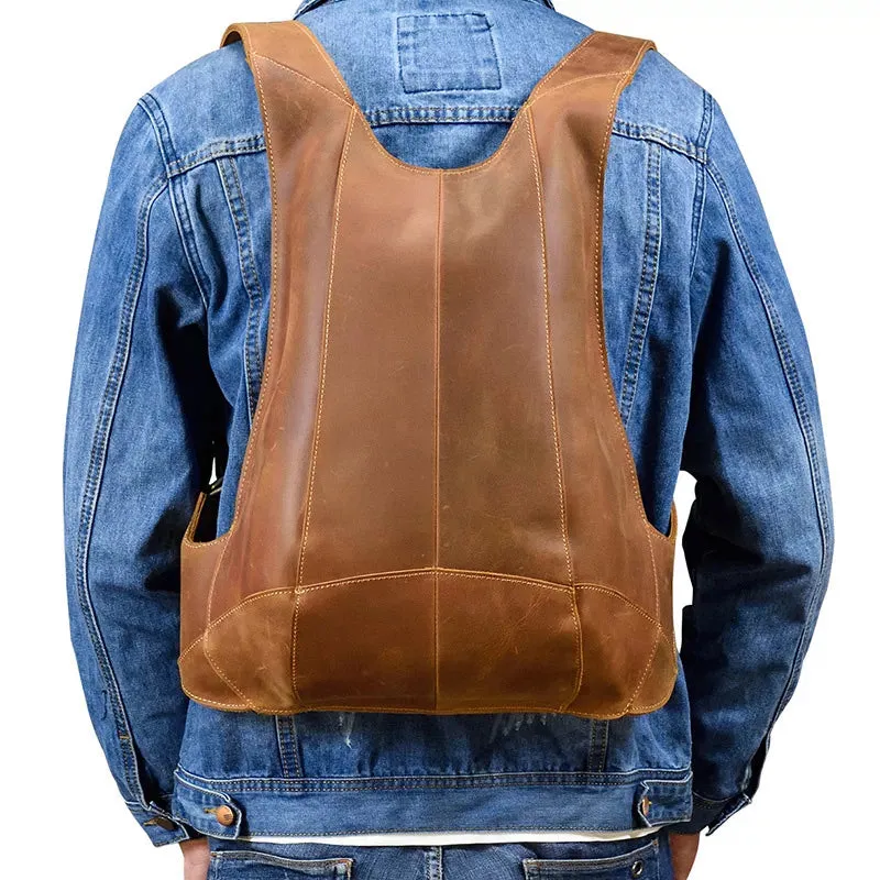 Men's Anti Theft Leather Backpack