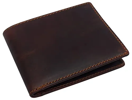 Men's Real Vintage Leather RFID Blocking Bifold Wallet Stylish Anti Theft Security With ID Window