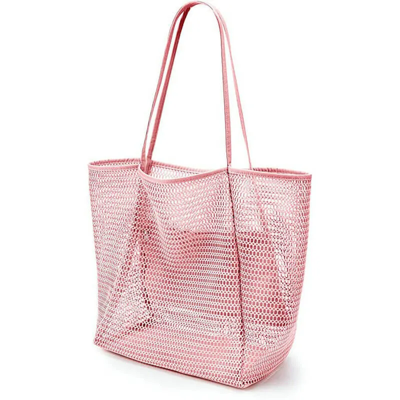 Mesh Beach Tote Bag Womens Shoulder Handbag For Summer