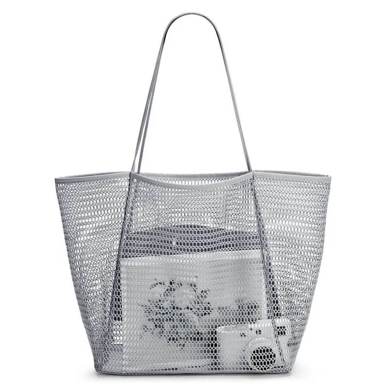 Mesh Beach Tote Bag Womens Shoulder Handbag For Summer