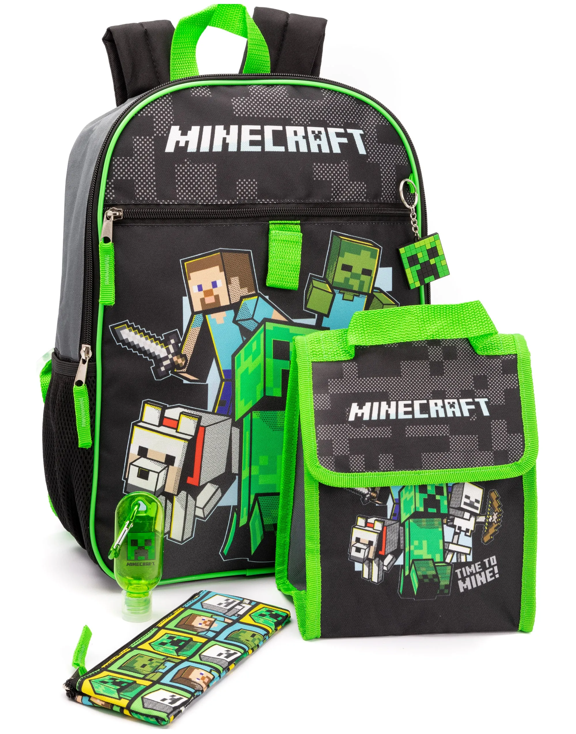 Minecraft 5 Piece Backpack & Lunch Bag School Set For Kids