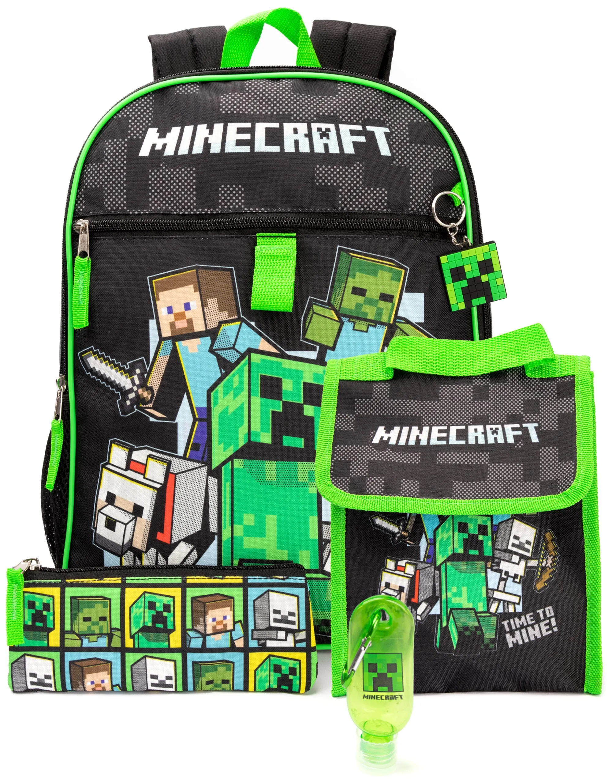 Minecraft 5 Piece Backpack & Lunch Bag School Set For Kids