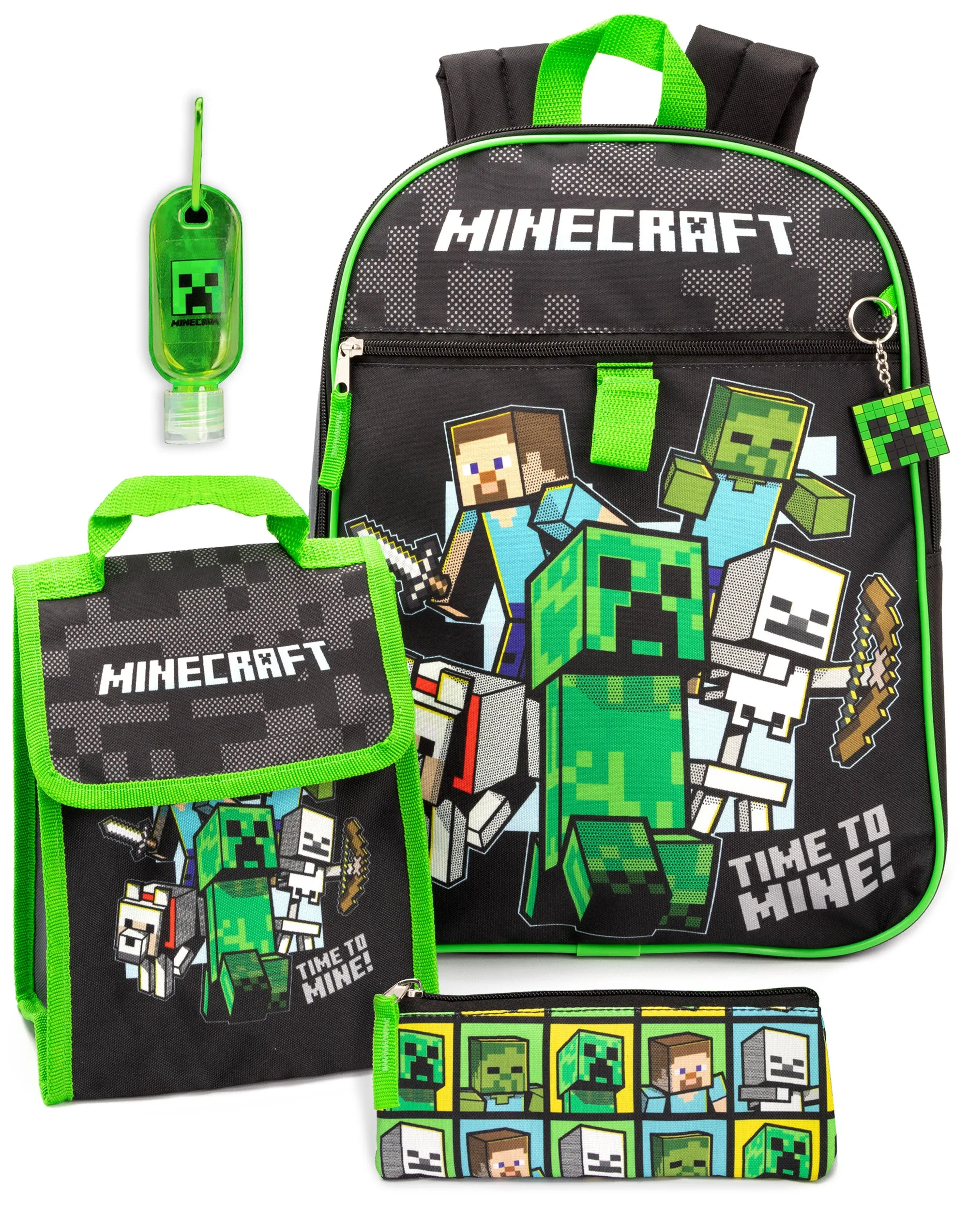 Minecraft 5 Piece Backpack & Lunch Bag School Set For Kids