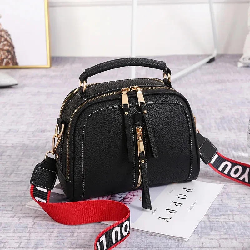 Modern Two-Tone Crossbody Bag with Wide Strap