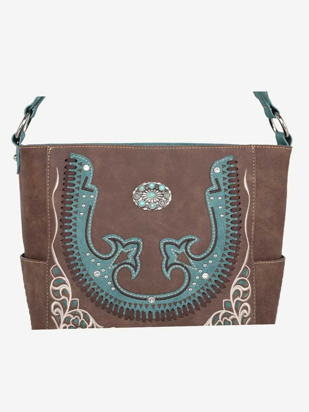 Montana West Cut-Out Turquoise Stone Concho Hobo Bag