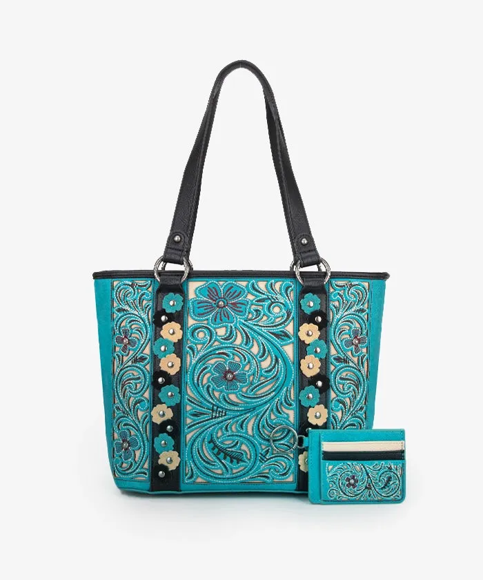 Montana West Embroidered Floral Cut-out Tote Bag