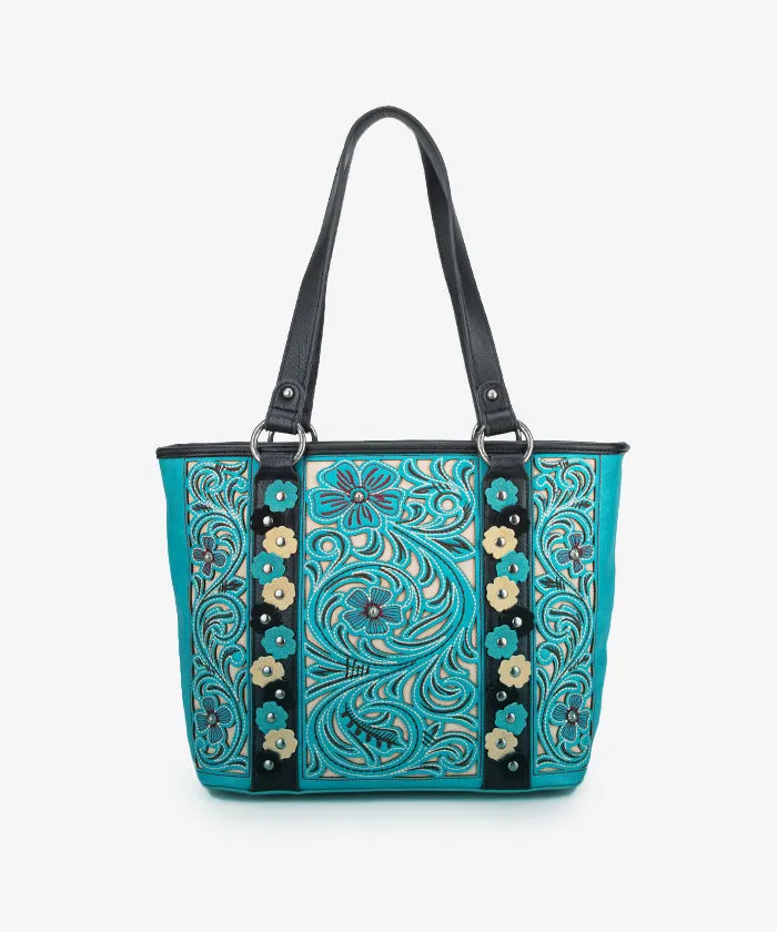 Montana West Embroidered Floral Cut-out Tote Bag