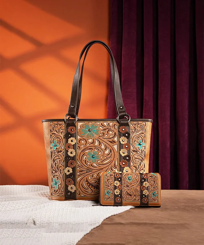 Montana West Embroidered Floral Cut-out Tote Bag