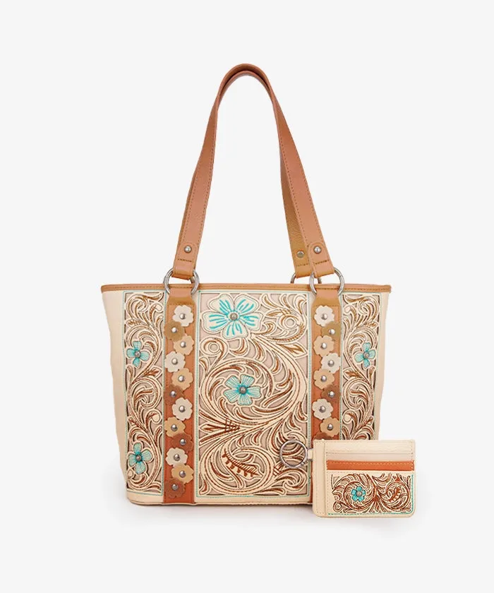 Montana West Embroidered Floral Cut-out Tote Bag