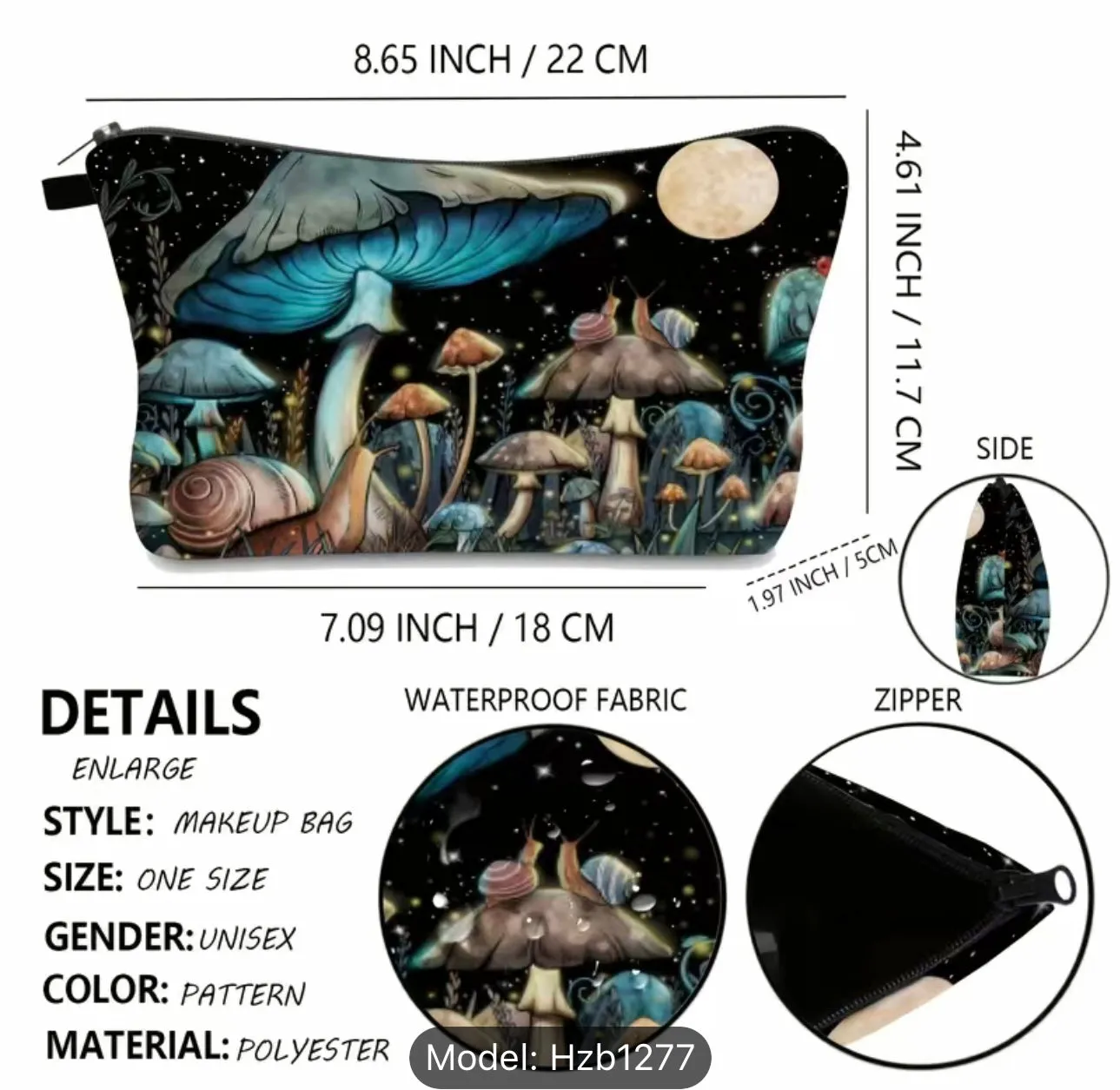 Mushroom makeup bag