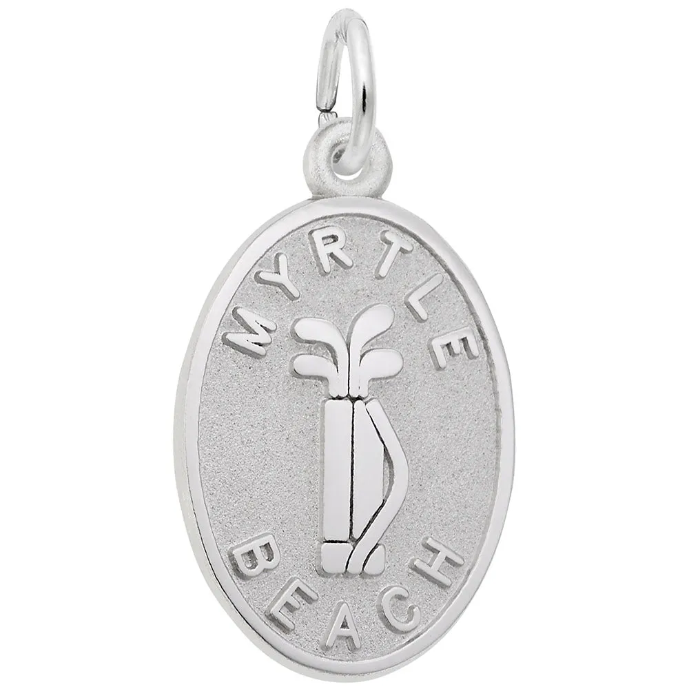 Myrtle Beach Golf Bag Charm In 14K White Gold