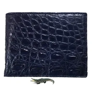 Navy Blue Alligator Skin Bifold Wallet For Men | Handmade Crocodile Leather Wallet RFID Blocking | VL5617