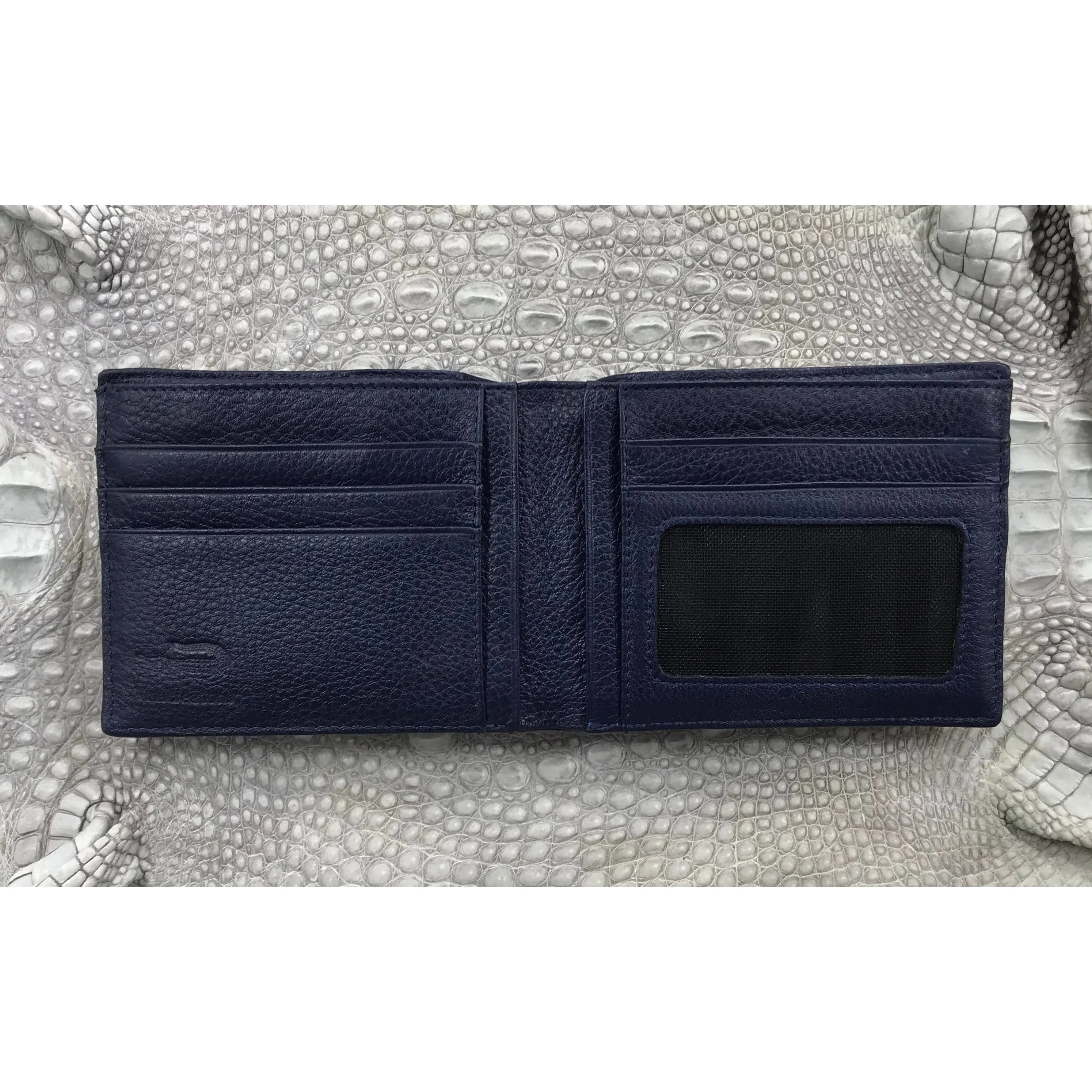 Navy Blue Alligator Tail Skin Bifold Wallet For Men | Handmade Crocodile Leather Wallet RFID Blocking | VL5563