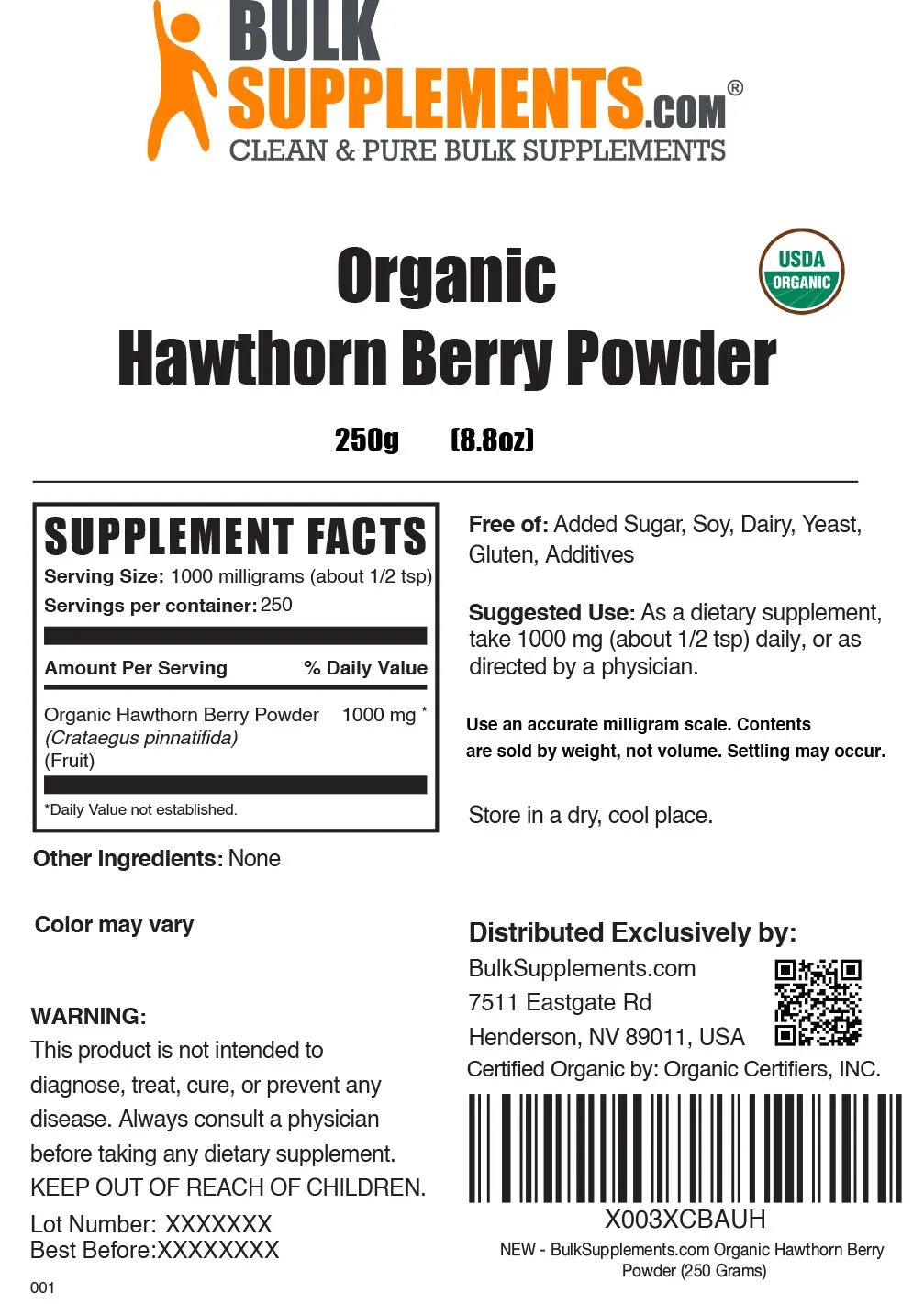 Organic Hawthorn Berry Powder