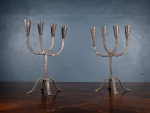 Pair Of Scandinavian Wrought Iron Candle Holders, c.1800